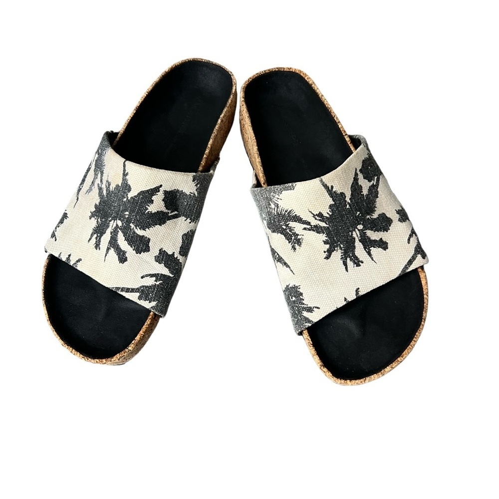 James Perse Black and Cream Sandals